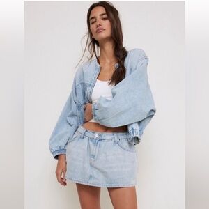 Free People Light Blue Mini Skort